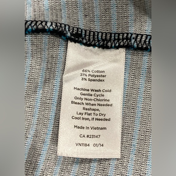 Talbots sleeveless knit dress Black & turquoise stripe. Size 12 - Picture 4 of 4